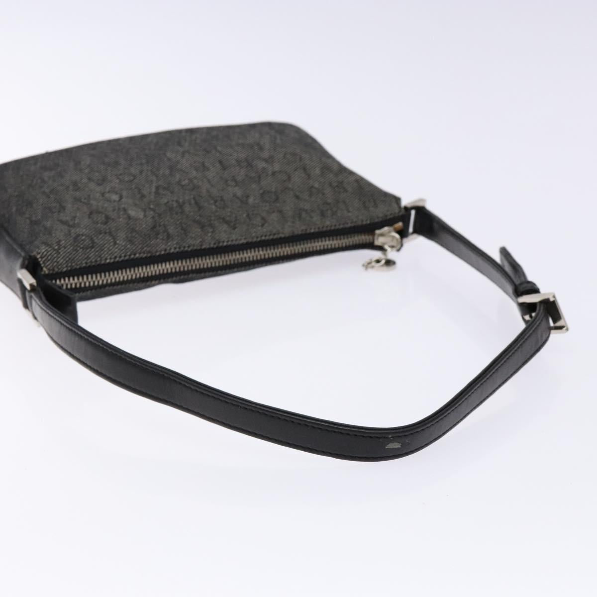 BVLGARI Logo Mania Shoulder Bag Canvas Black Silver Auth 138188