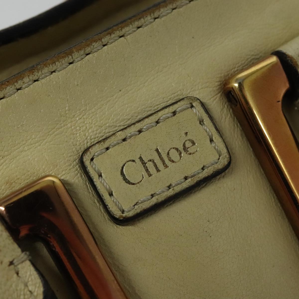 Chloe Etel Hand Bag Leather 2way Ivory Gold Auth 138190
