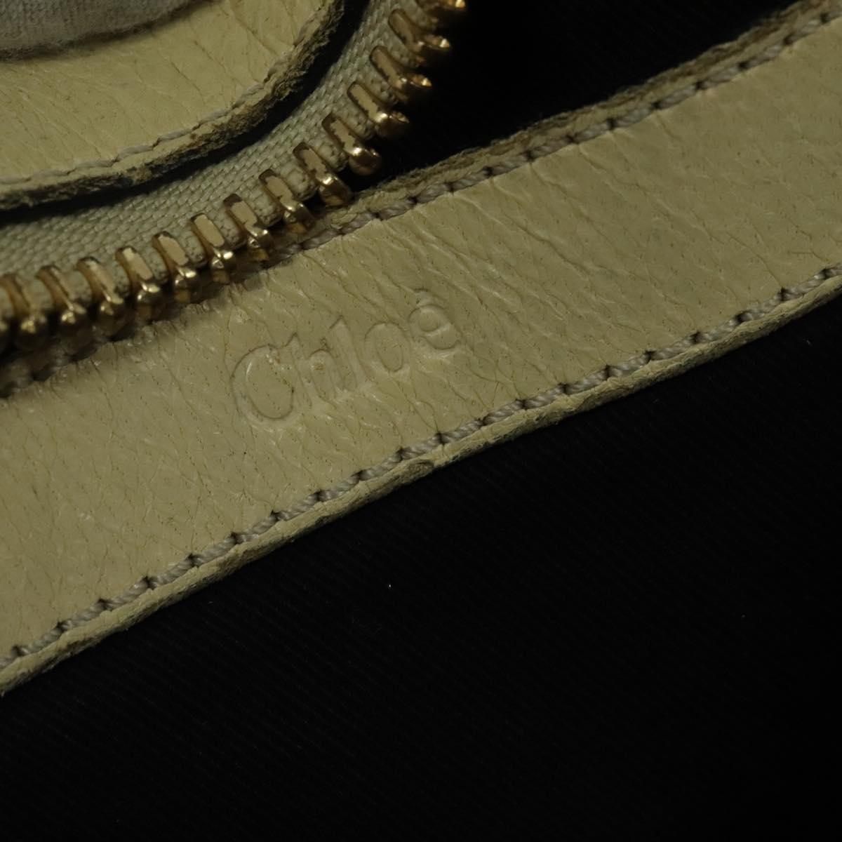 Chloe Etel Hand Bag Leather 2way Ivory Gold Auth 138190