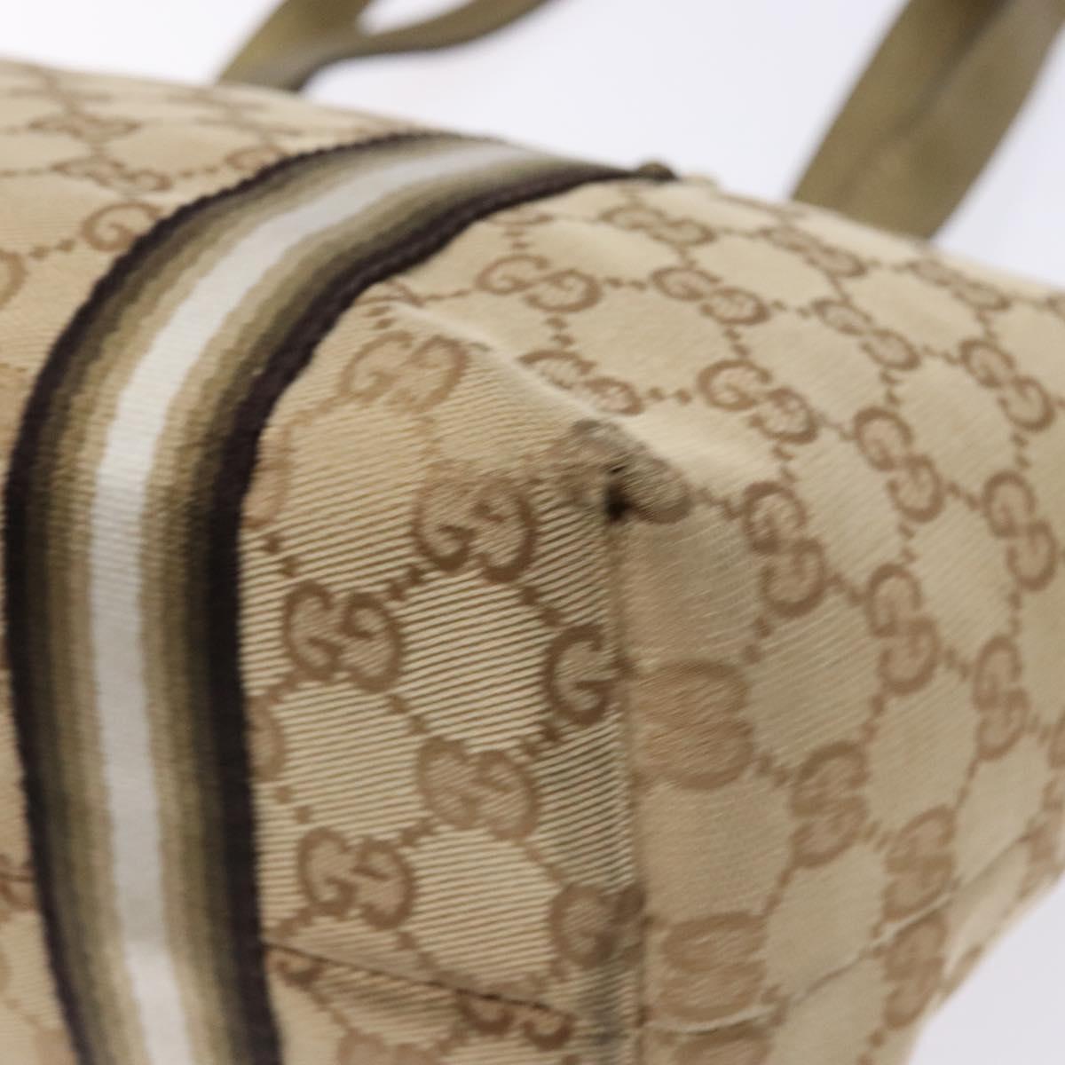 GUCCI GG Canvas Tote Bag Beige Gold 137396 Auth 138191
