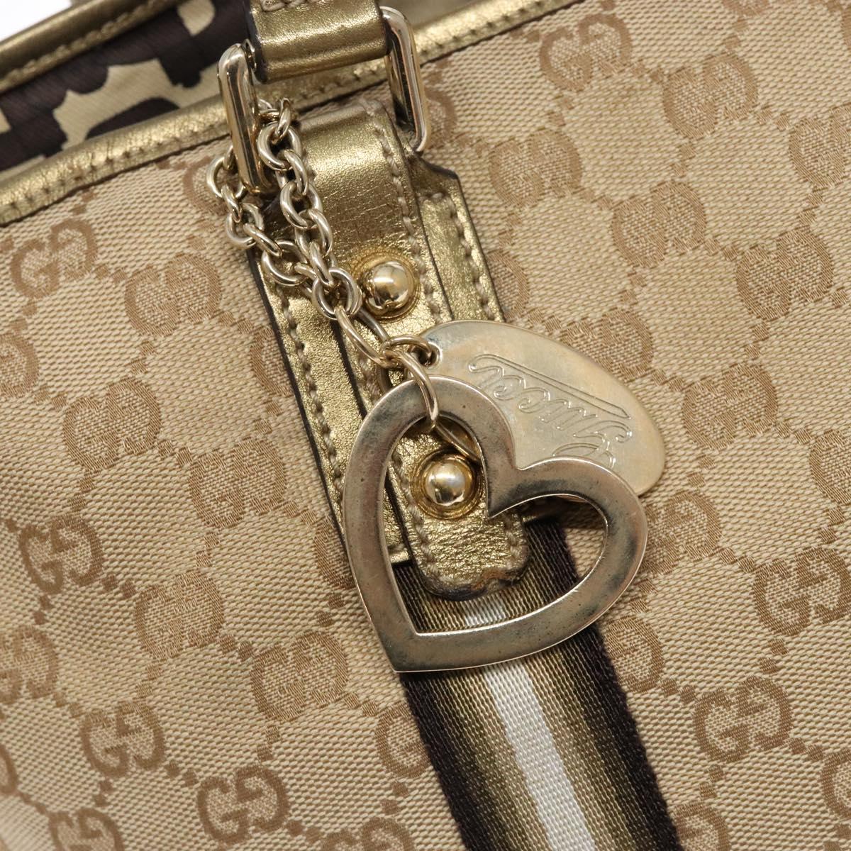 GUCCI GG Canvas Tote Bag Beige Gold 137396 Auth 138191