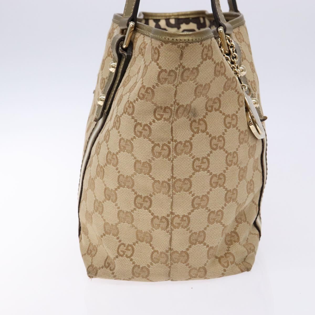 GUCCI GG Canvas Tote Bag Beige Gold 137396 Auth 138191