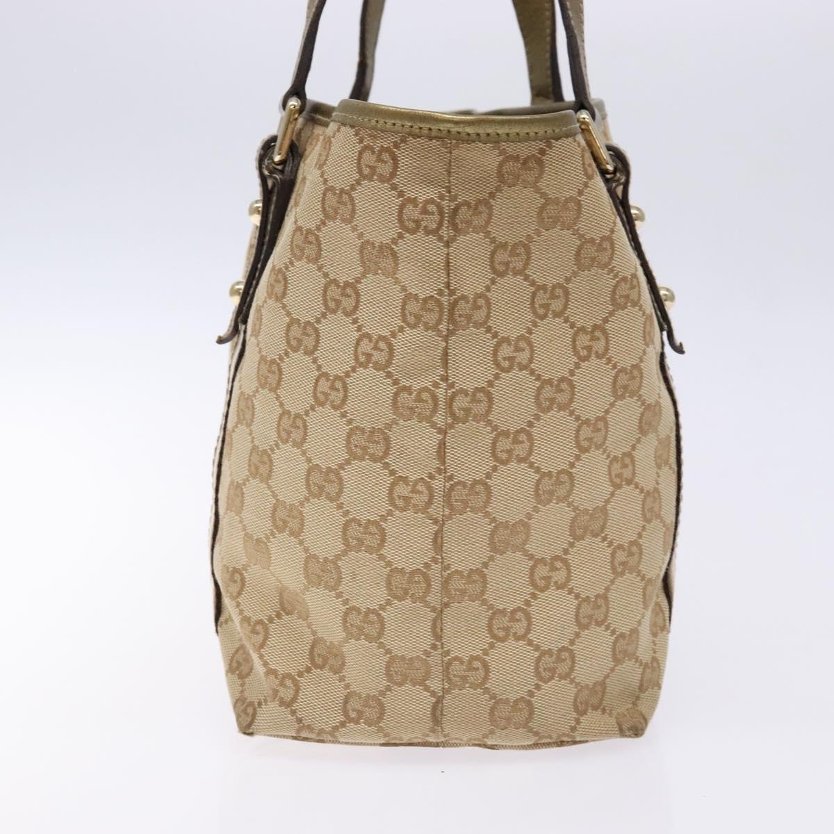 GUCCI GG Canvas Tote Bag Beige Gold 137396 Auth 138191