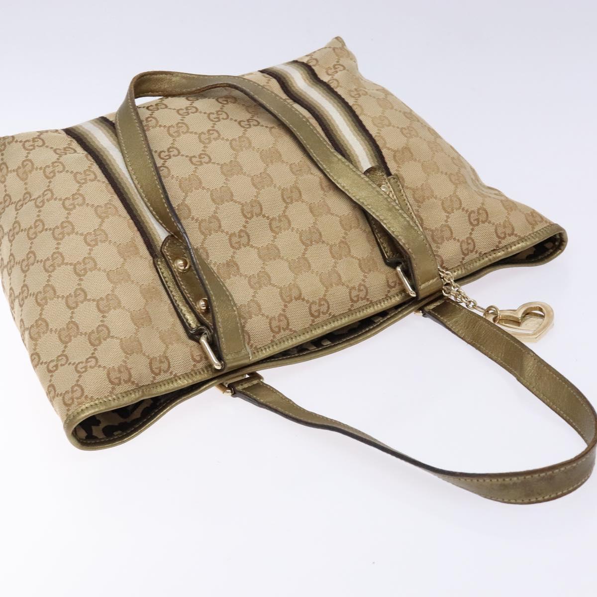 GUCCI GG Canvas Tote Bag Beige Gold 137396 Auth 138191