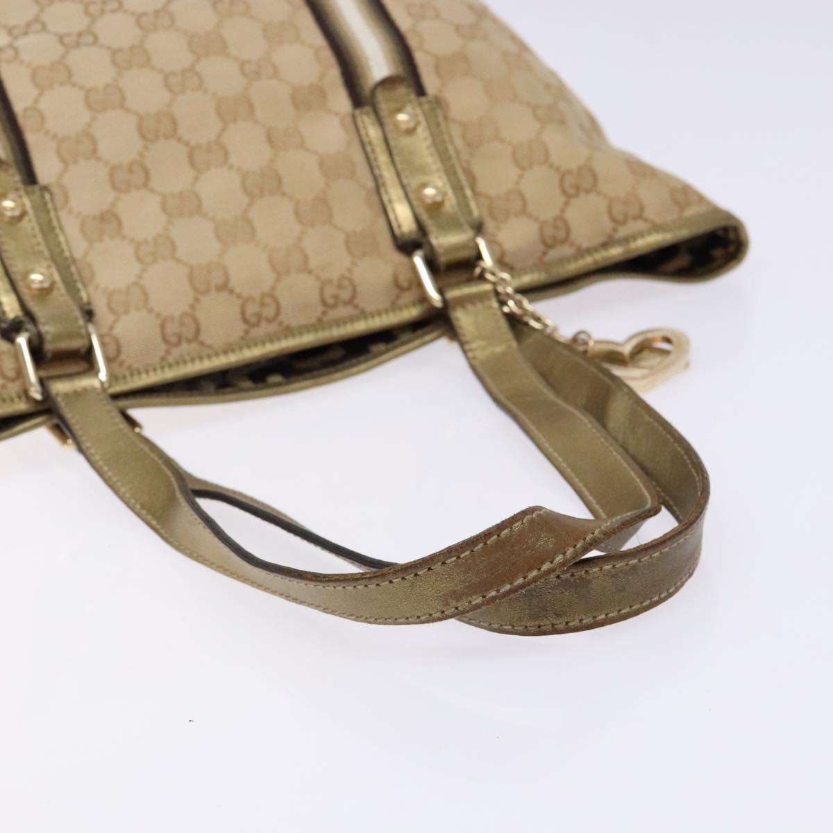 GUCCI GG Canvas Tote Bag Beige Gold 137396 Auth 138191