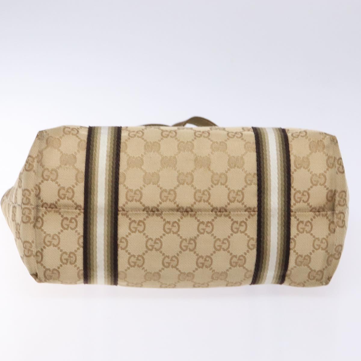 GUCCI GG Canvas Tote Bag Beige Gold 137396 Auth 138191