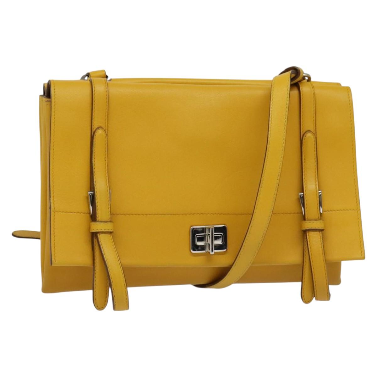 PRADA Shoulder Bag Yellow Silver Auth 138192