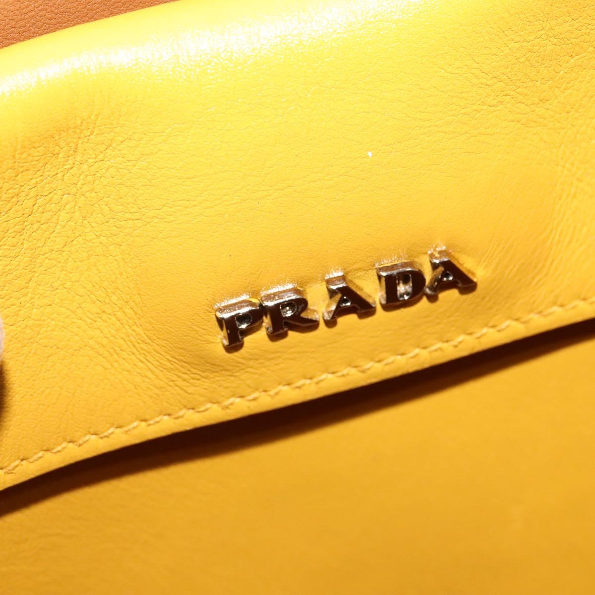 PRADA Shoulder Bag Yellow Silver Auth 138192