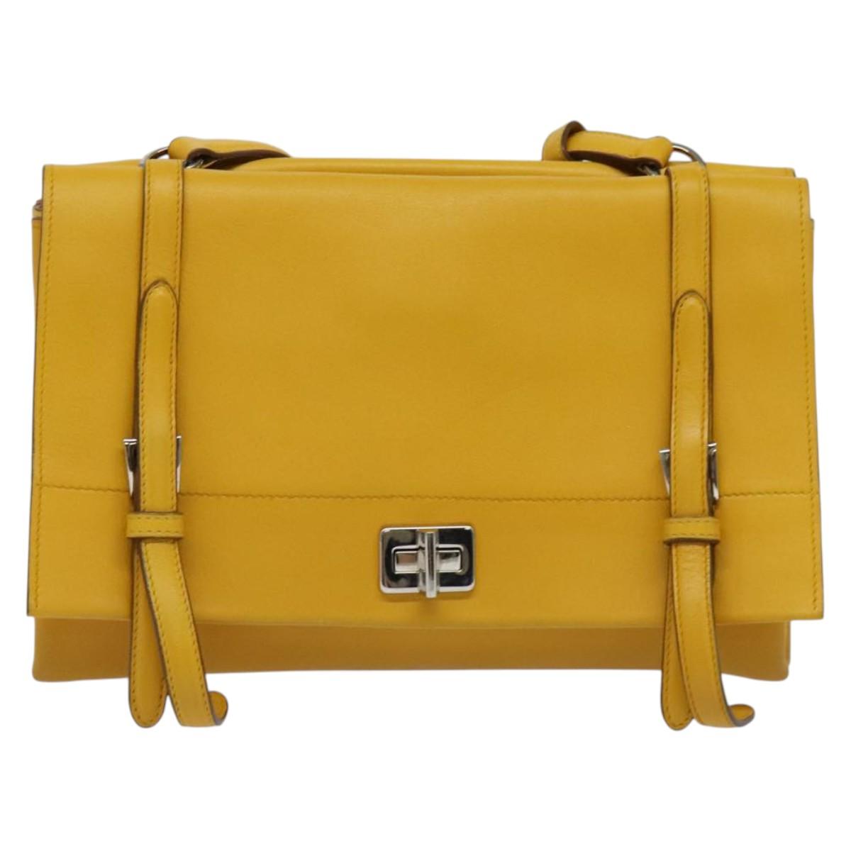 PRADA Shoulder Bag Yellow Silver Auth 138192