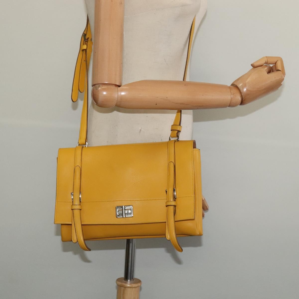 PRADA Shoulder Bag Yellow Silver Auth 138192