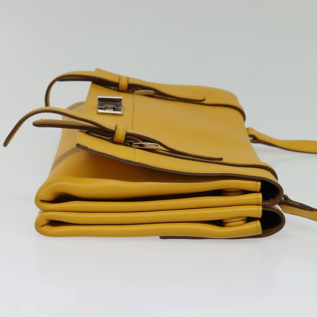 PRADA Shoulder Bag Yellow Silver Auth 138192