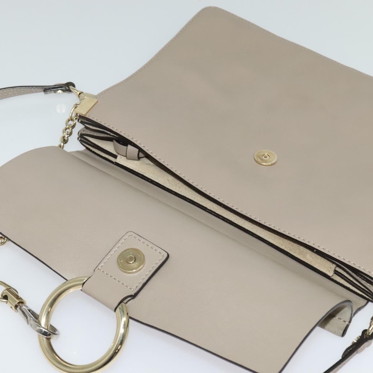 Chloe Fay Shoulder Bag Suede Leather Gray Gold Auth 138204