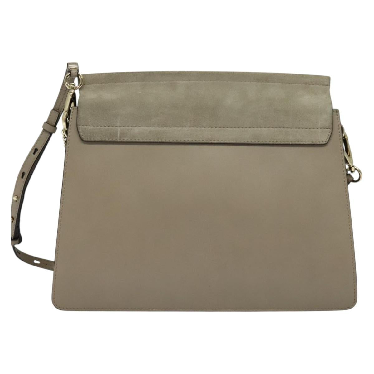 Chloe Fay Shoulder Bag Suede Leather Gray Gold Auth 138204