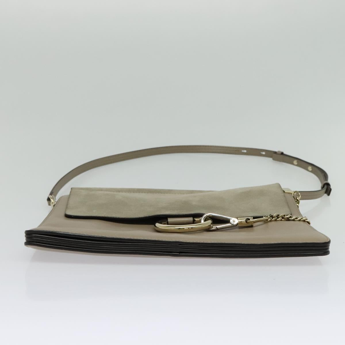 Chloe Fay Shoulder Bag Suede Leather Gray Gold Auth 138204
