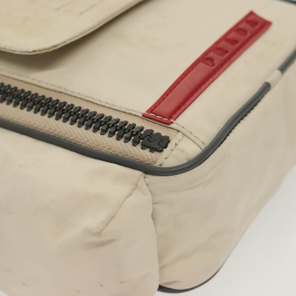 PRADA Sports Shoulder Bag Nylon White Silver Auth 138207