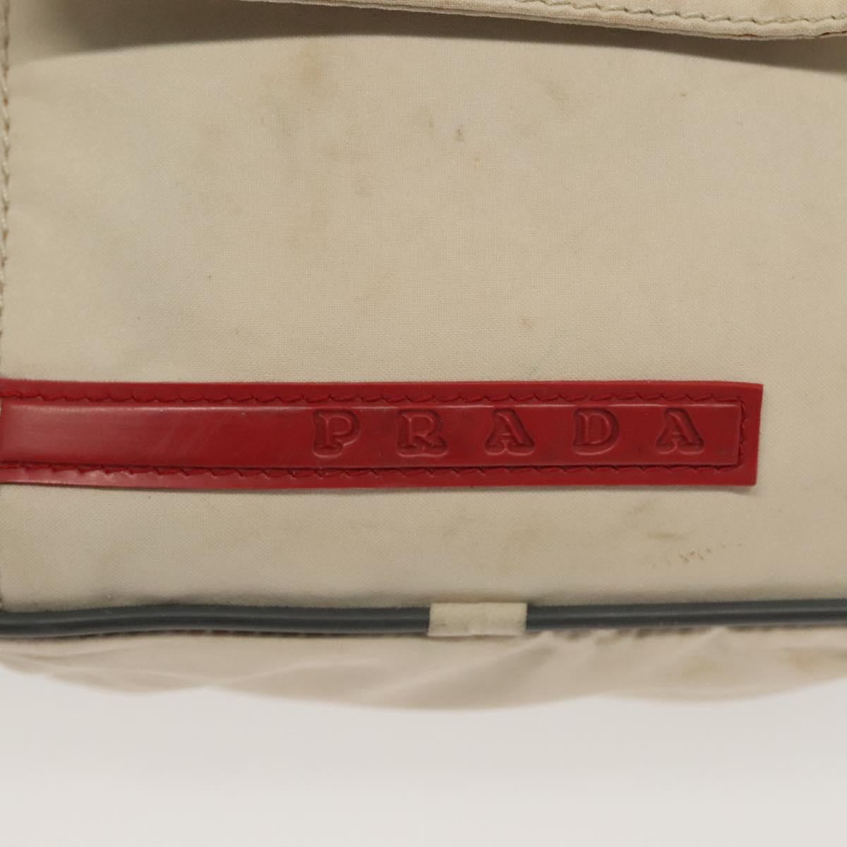 PRADA Sports Shoulder Bag Nylon White Silver Auth 138207