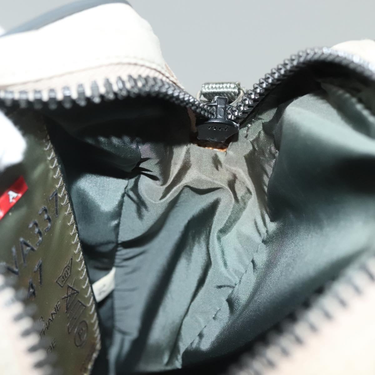 PRADA Sports Shoulder Bag Nylon White Silver Auth 138207