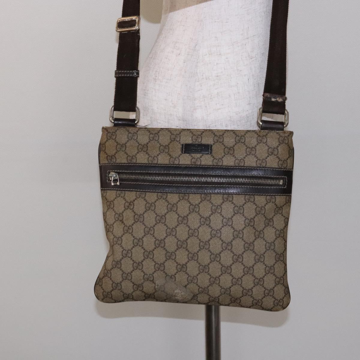 GUCCI GG Supreme Shoulder Bag PVC Beige Gold 295257 Auth 138218