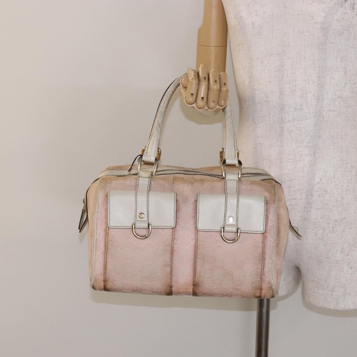 GUCCI GG Canvas Abbey Hand Bag Pink Gold 153026 Auth 138220