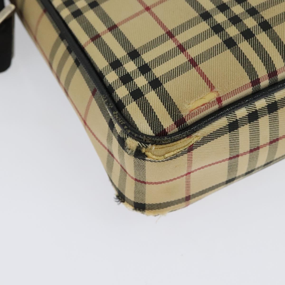 BURBERRY Nova Check Shoulder Bag Canvas Beige Silver Auth 138221