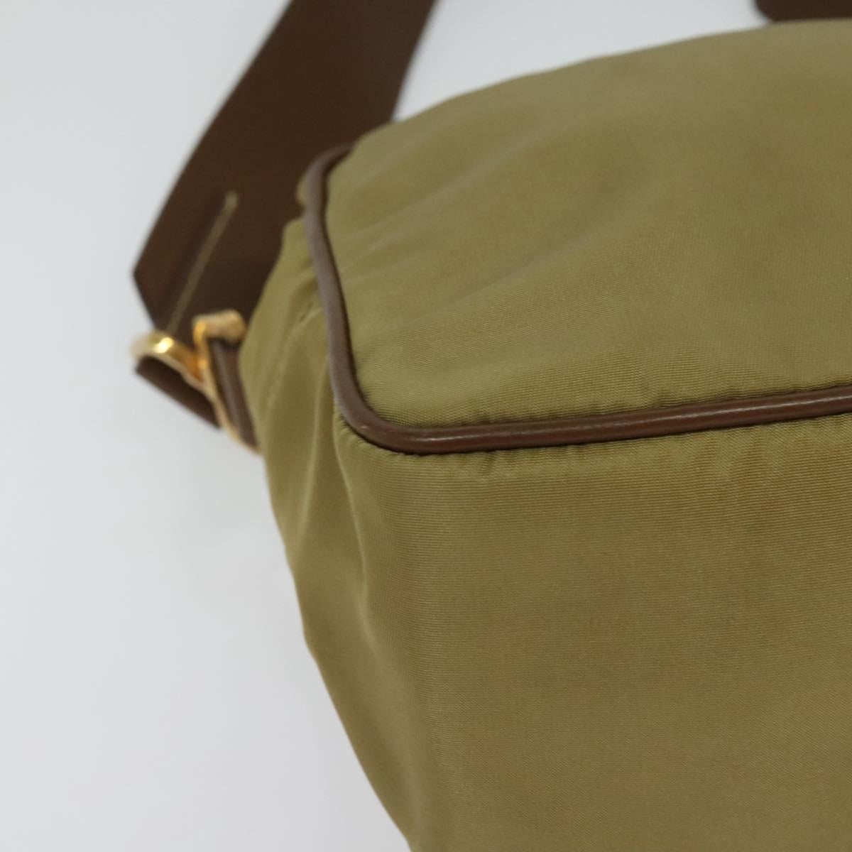 PRADA Shoulder Bag Nylon Beige Gold Auth 138224