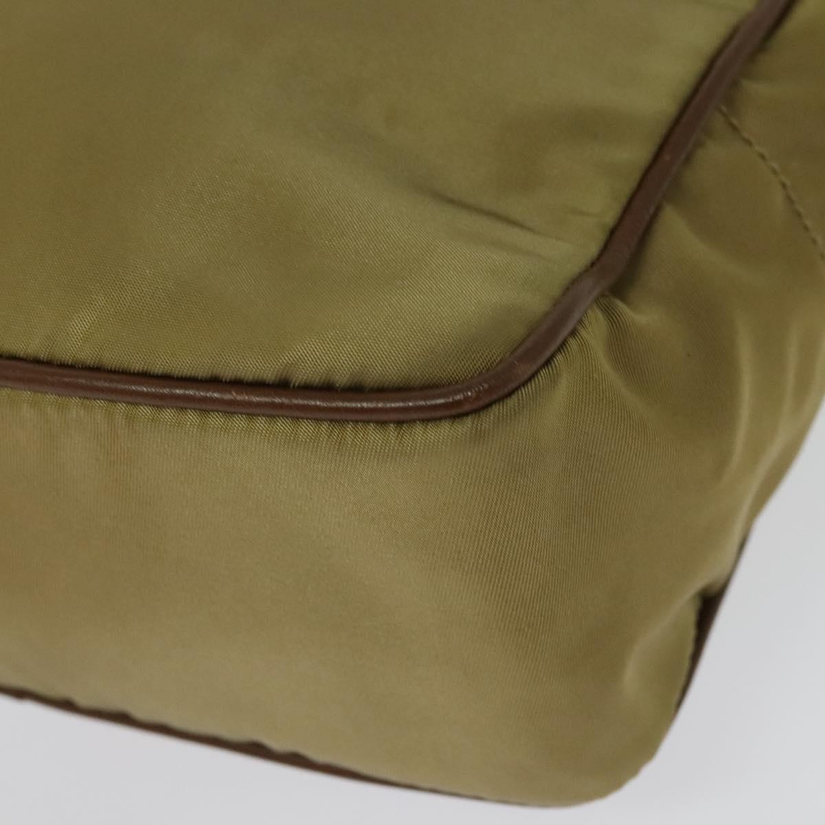 PRADA Shoulder Bag Nylon Beige Gold Auth 138224