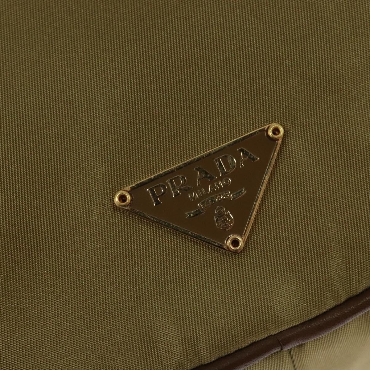 PRADA Shoulder Bag Nylon Beige Gold Auth 138224
