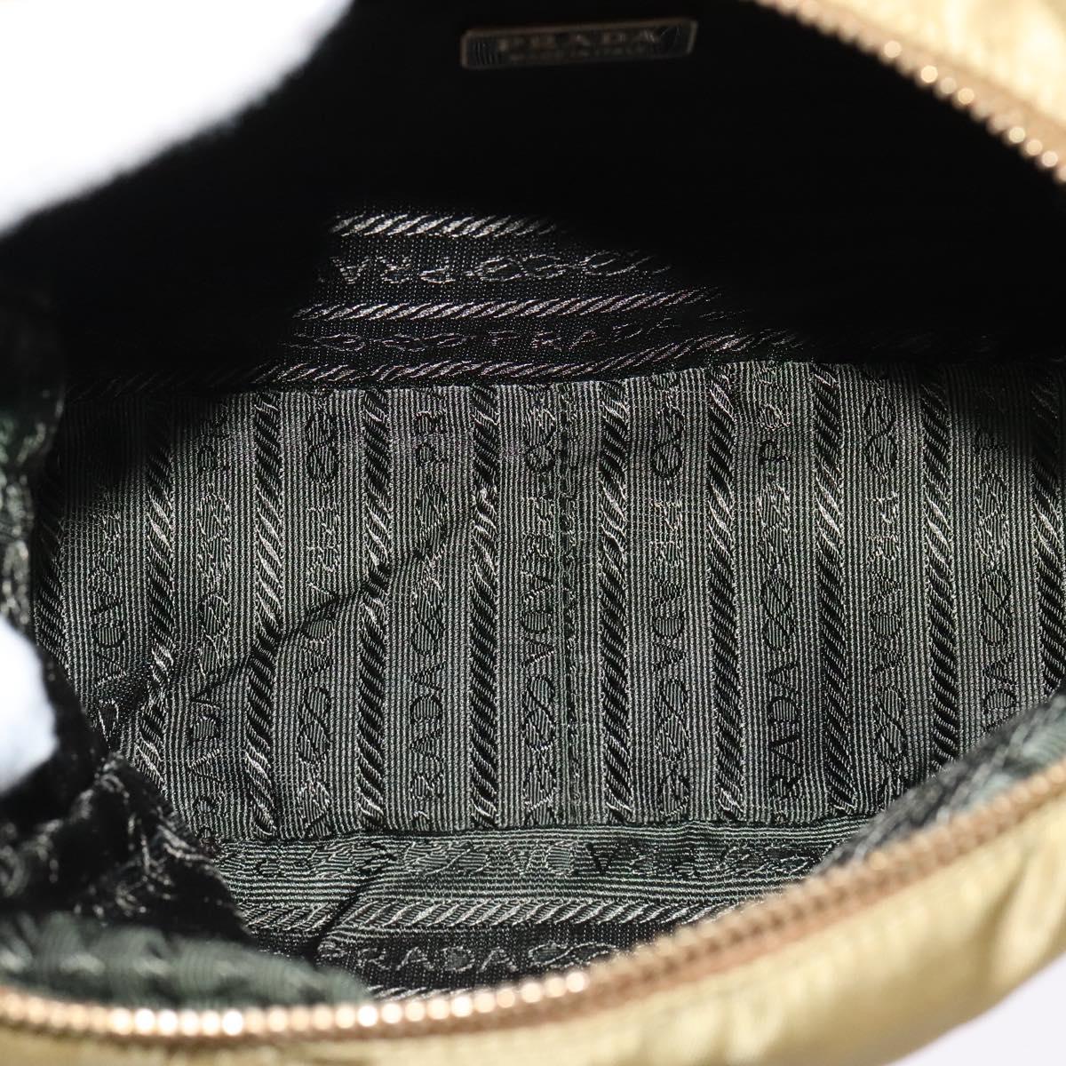 PRADA Shoulder Bag Nylon Beige Gold Auth 138224