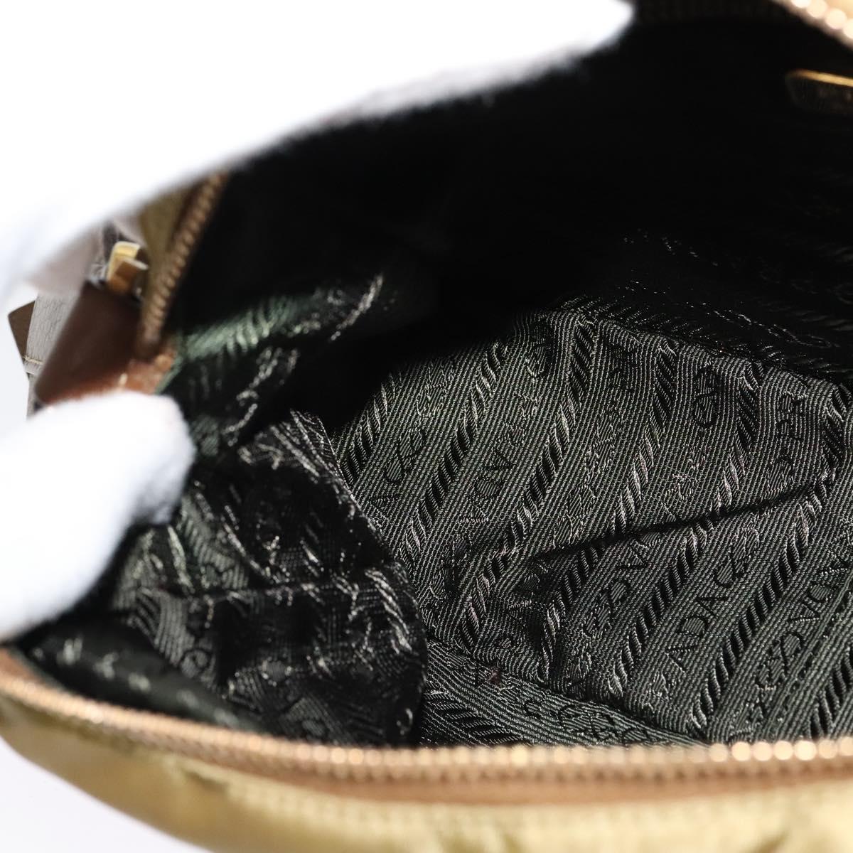 PRADA Shoulder Bag Nylon Beige Gold Auth 138224