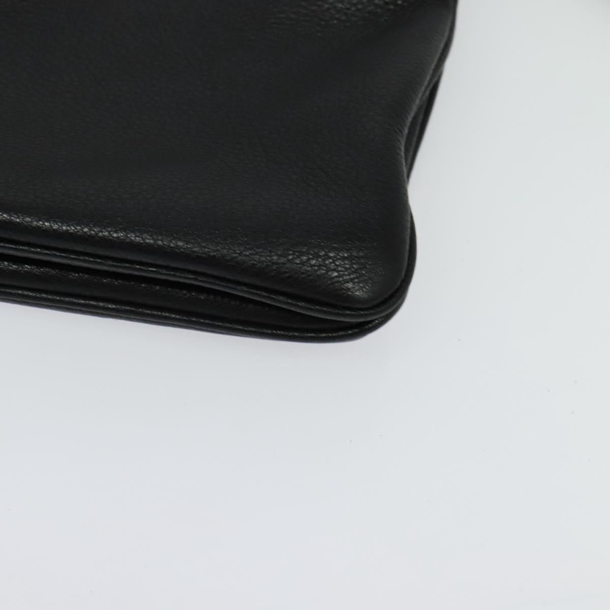 PRADA Shoulder Bag Leather Black Silver Auth 138225