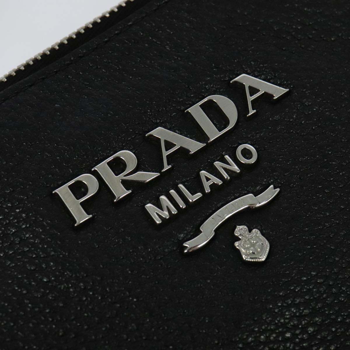 PRADA Shoulder Bag Leather Black Silver Auth 138225