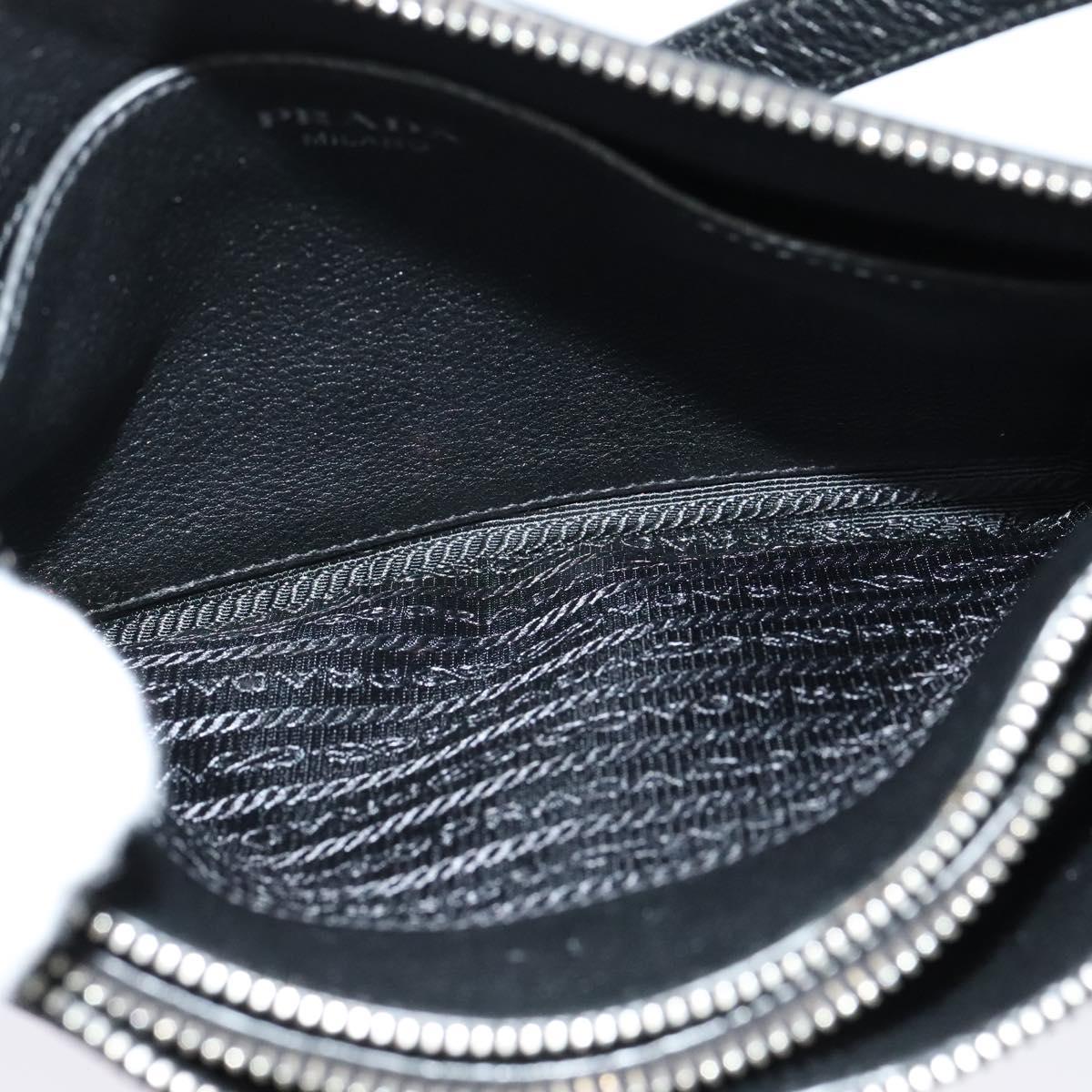 PRADA Shoulder Bag Leather Black Silver Auth 138225