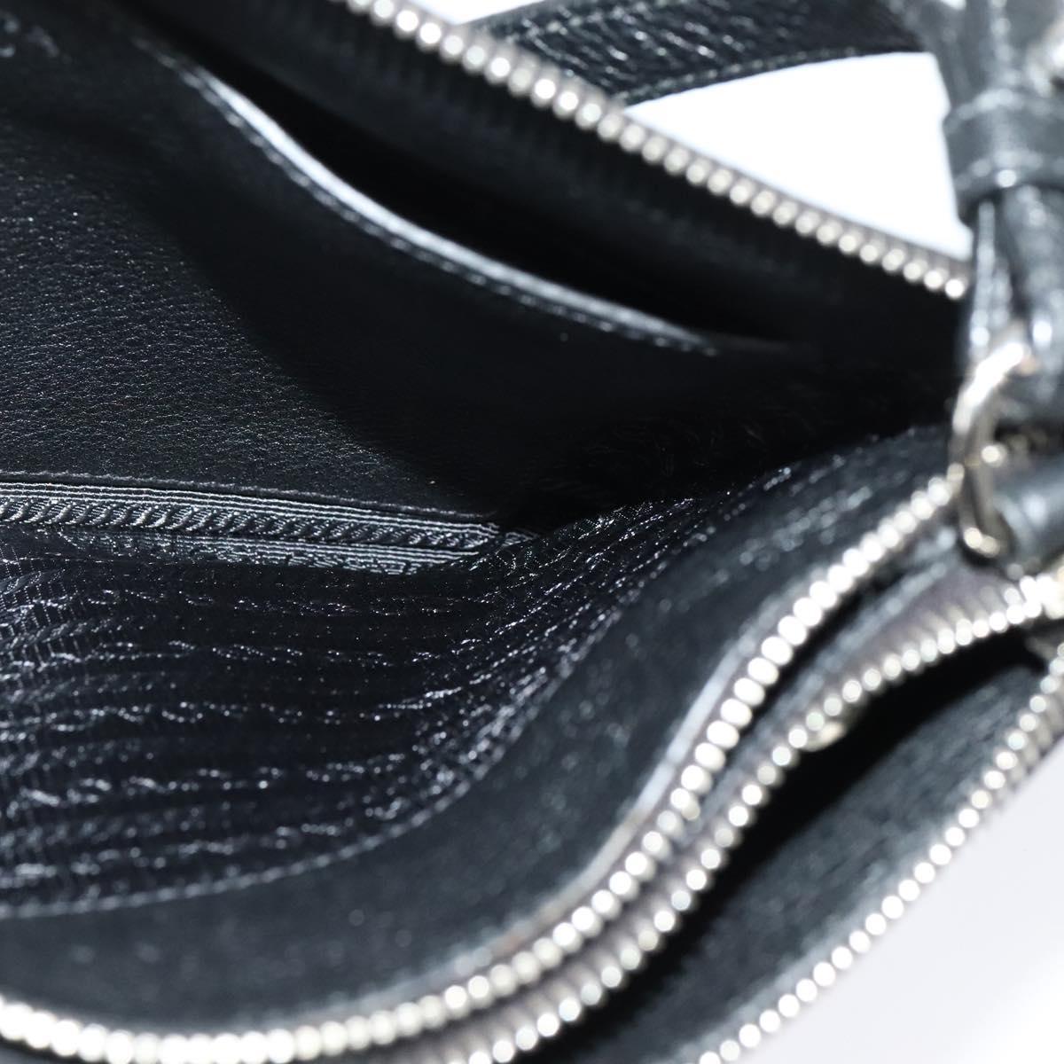 PRADA Shoulder Bag Leather Black Silver Auth 138225