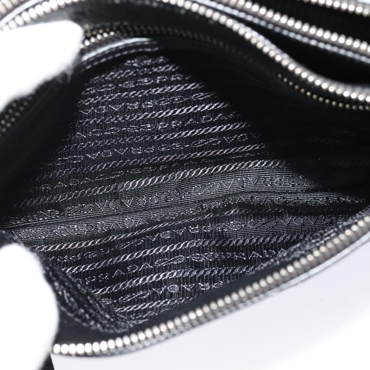 PRADA Shoulder Bag Leather Black Silver Auth 138225