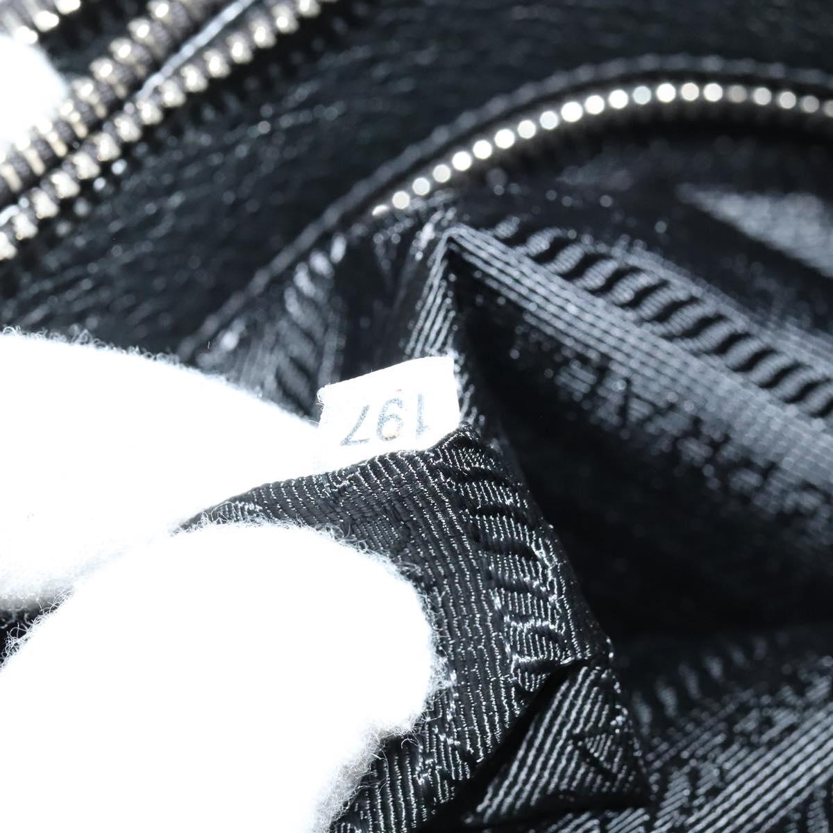 PRADA Shoulder Bag Leather Black Silver Auth 138225