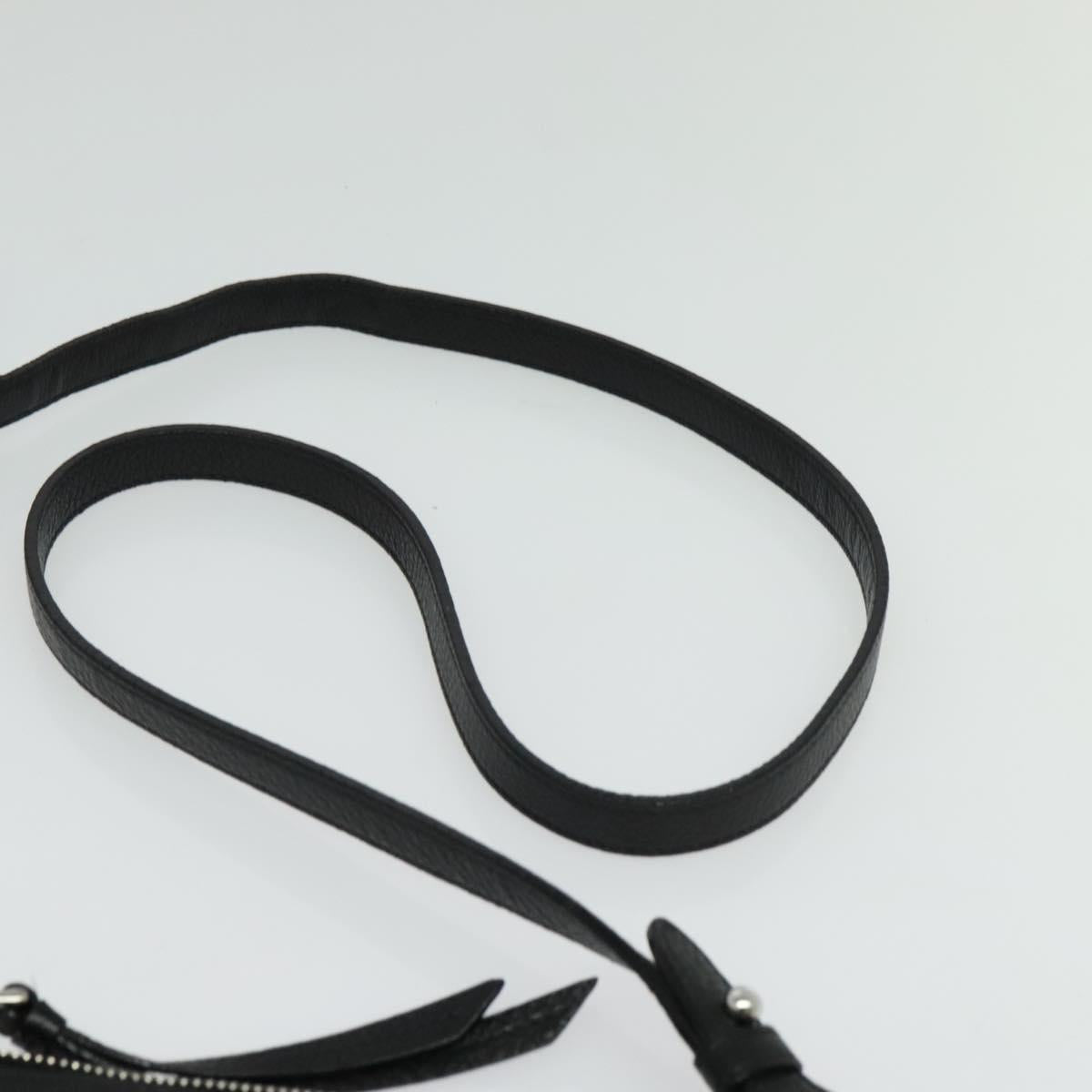 PRADA Shoulder Bag Leather Black Silver Auth 138225