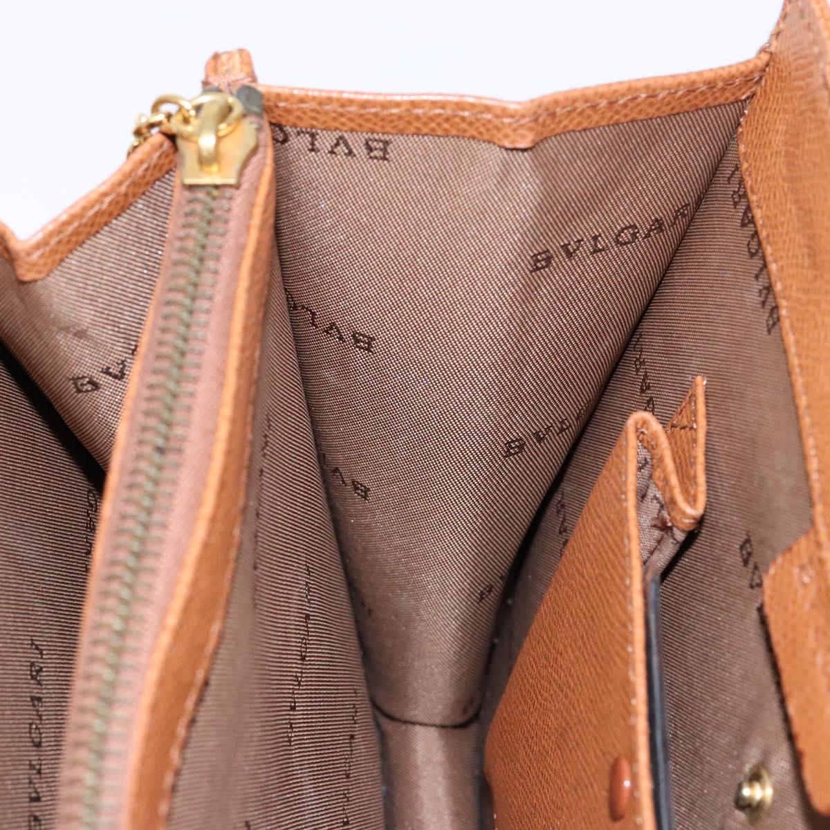 BVLGARI Hand Bag Leather Brown Gold Auth 138226