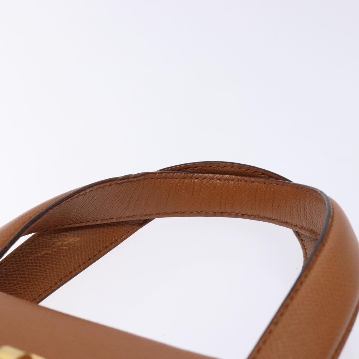 BVLGARI Hand Bag Leather Brown Gold Auth 138226