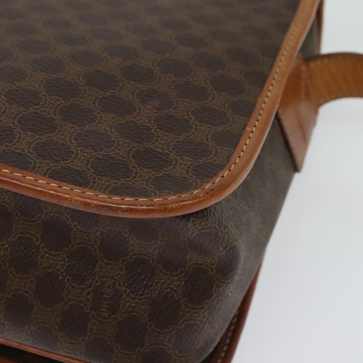 CELINE Macadam Canvas Shoulder Bag PVC Leather Brown Gold Auth 138247