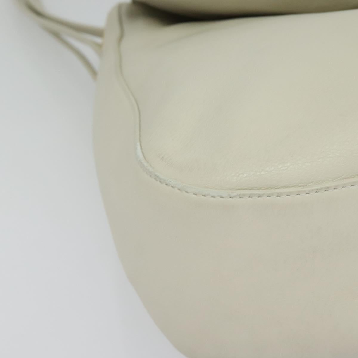 BALLY Shoulder Bag Leather White Gold Auth 138249