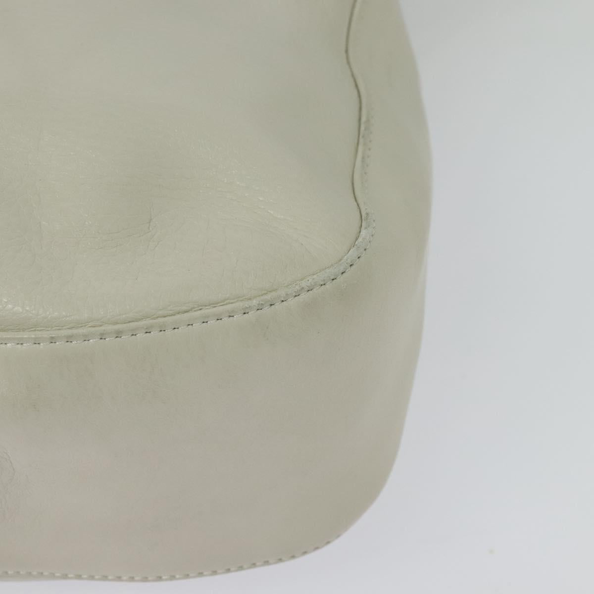 BALLY Shoulder Bag Leather White Gold Auth 138249
