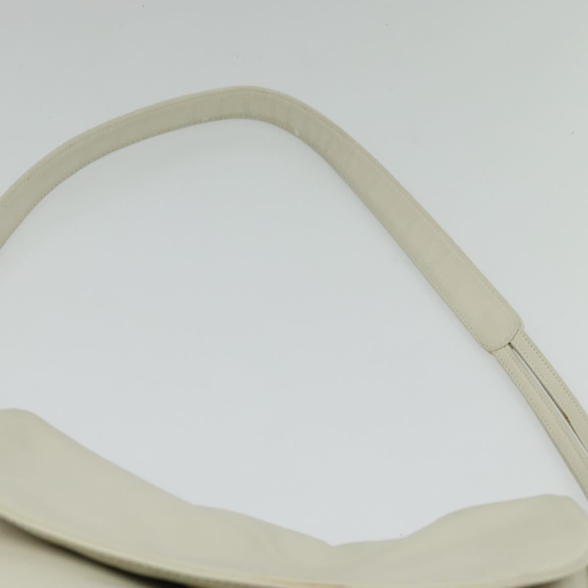 BALLY Shoulder Bag Leather White Gold Auth 138249