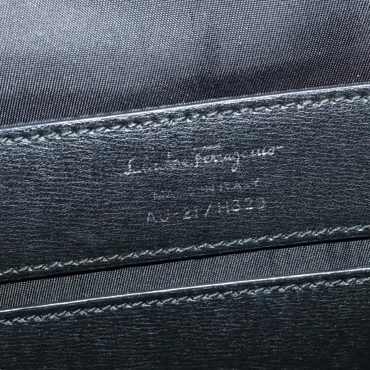 Salvatore Ferragamo Gancini Backpack Leather Black Silver Auth 138252