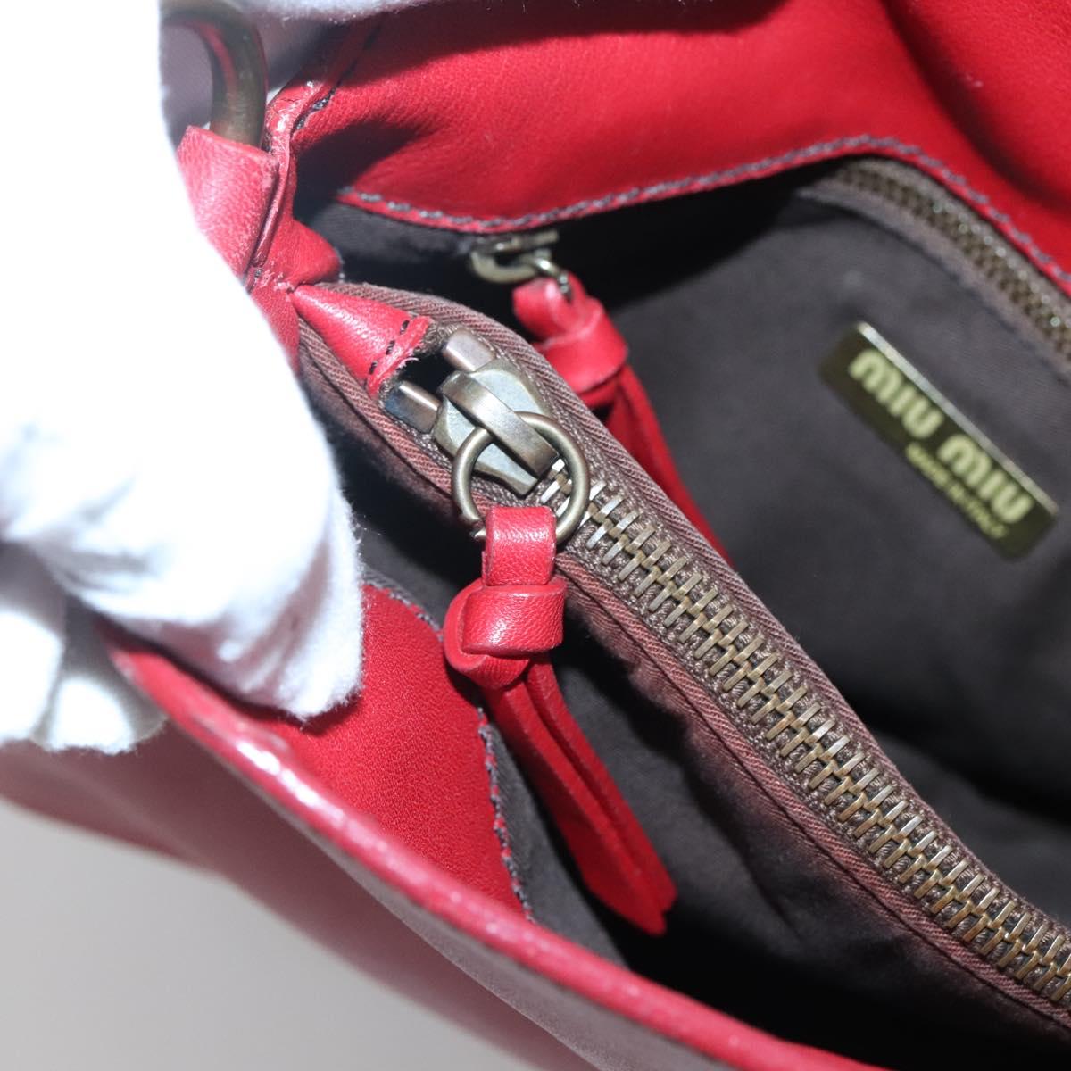 Miu Miu Hand Bag Leather Red Auth 138254