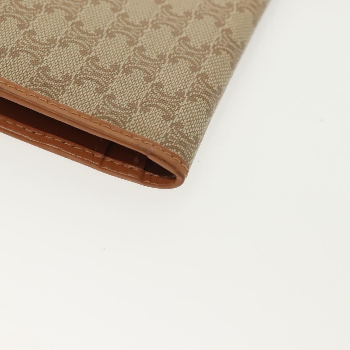 CELINE Macadam Canvas Long Wallet PVC Beige Gold Auth 138260