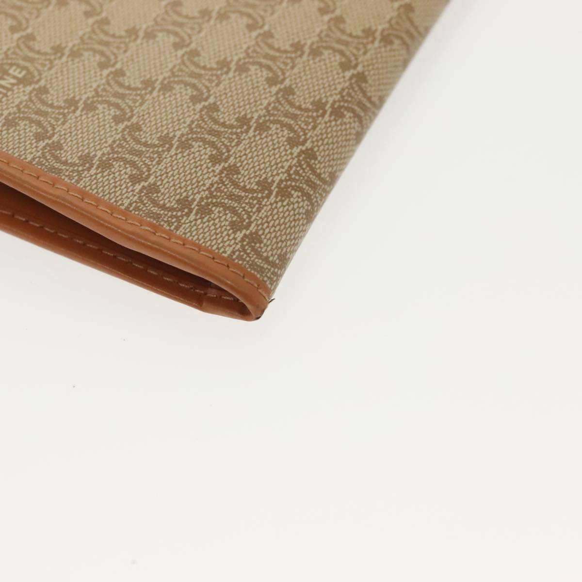 CELINE Macadam Canvas Long Wallet PVC Beige Gold Auth 138260