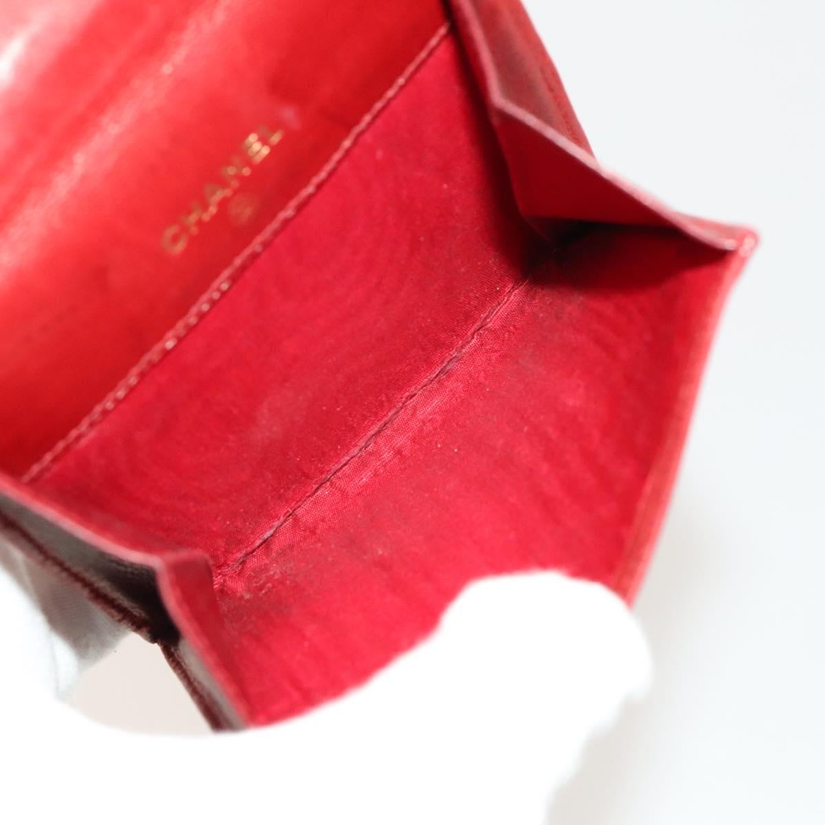 CHANEL Wallet Leather 2Set Red Black CC Auth 138264
