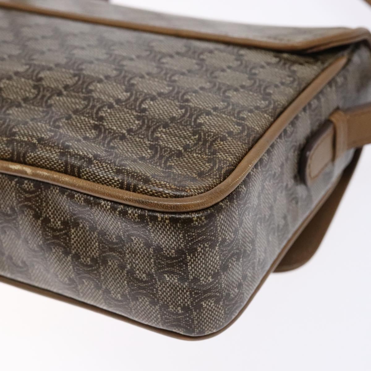 CELINE Macadam Canvas Shoulder Bag PVC Beige Gold Auth 138273