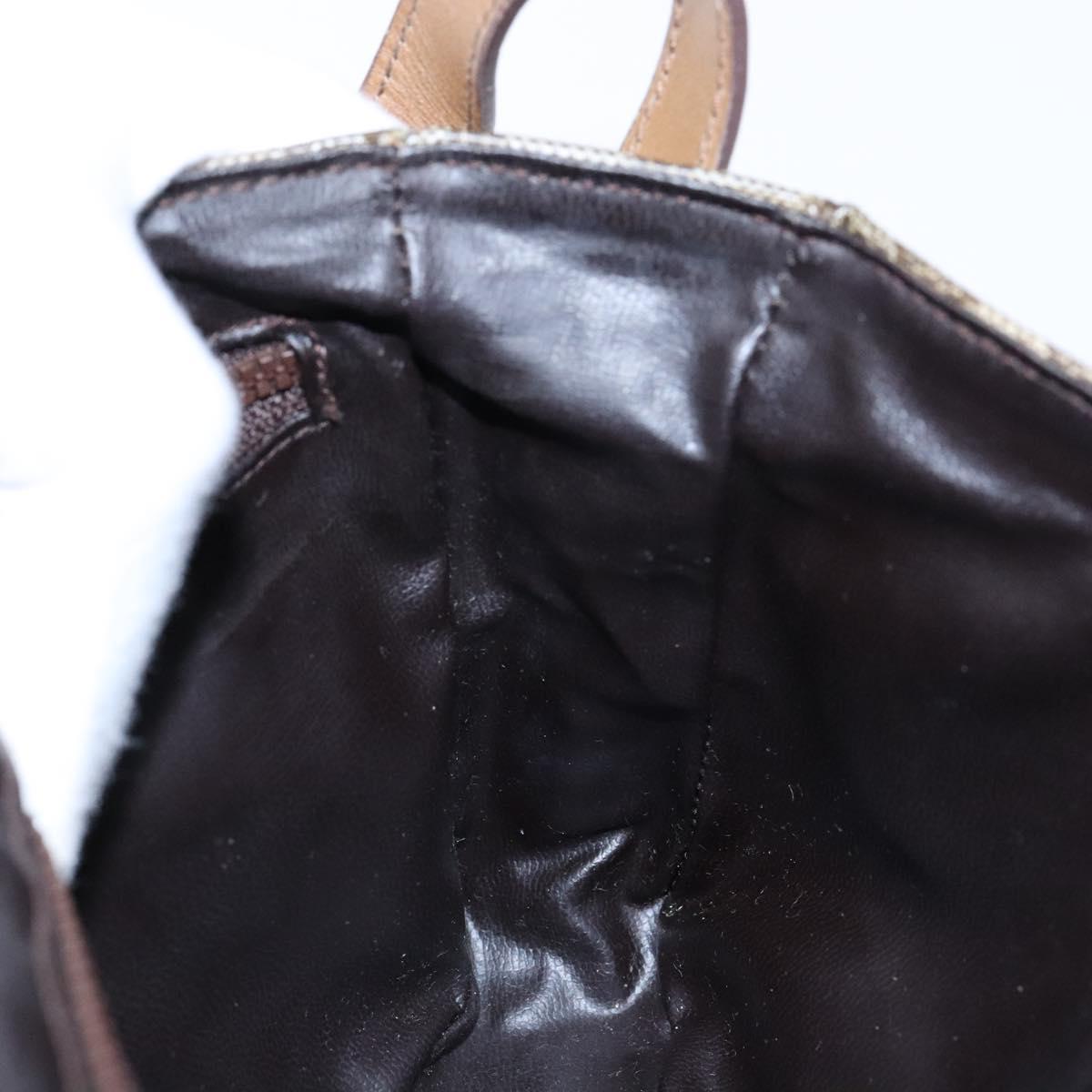 CELINE Macadam Canvas Shoulder Bag PVC Beige Gold Auth 138273