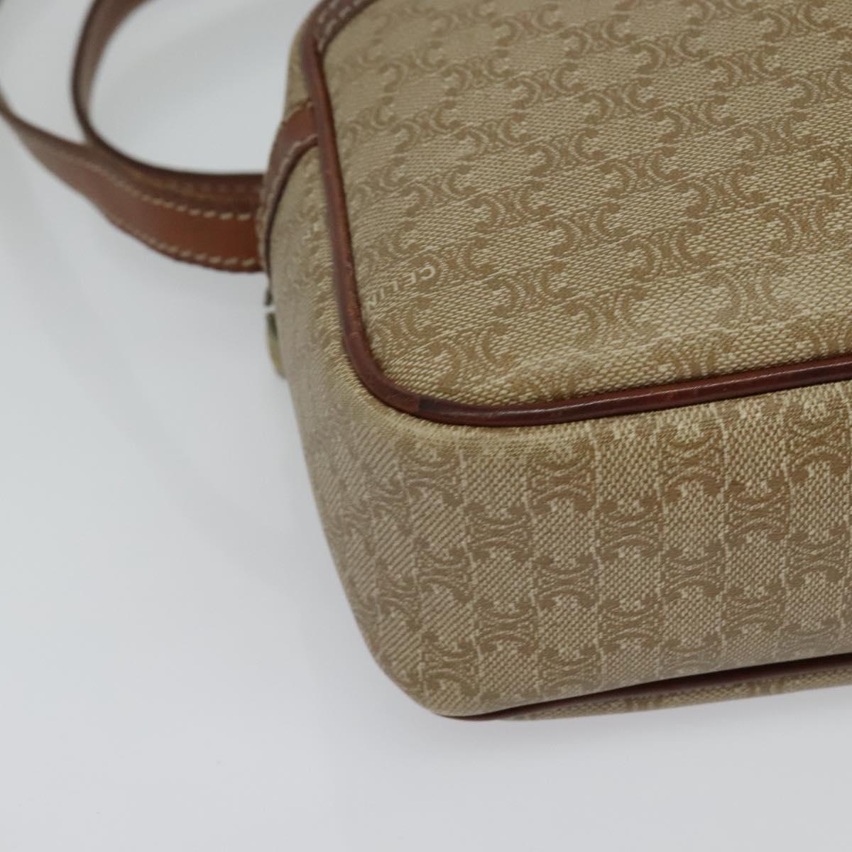 CELINE Macadam Canvas Shoulder Bag Beige Auth 138274